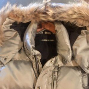 Andrew Marc Down Puffer Jacket with Coyote Trim